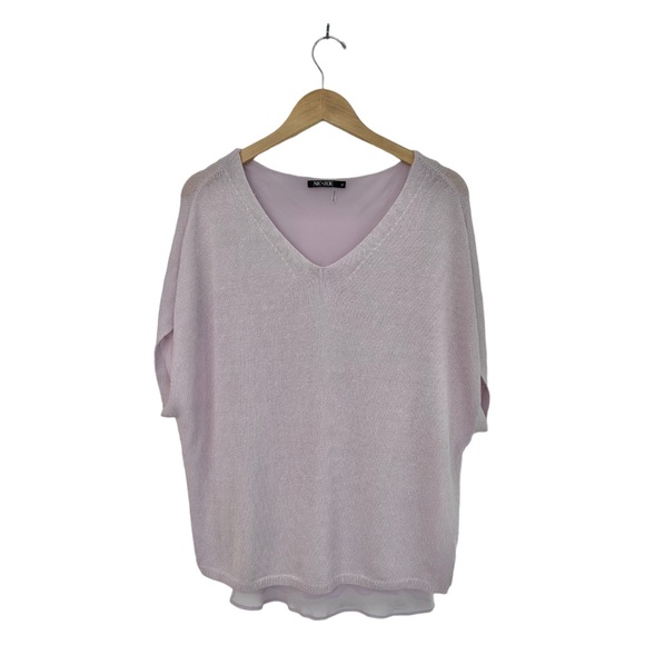 Nic and Zoe Lived In Layered Look Top Linen Blend Lavender Lilac NEW Size Medium - Picture 8 of 13